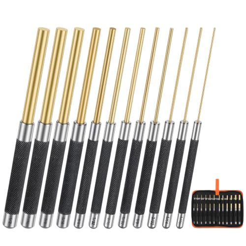 12 Pcs Brass Punch Set, 8'' Long, 12 Size, with Pouch