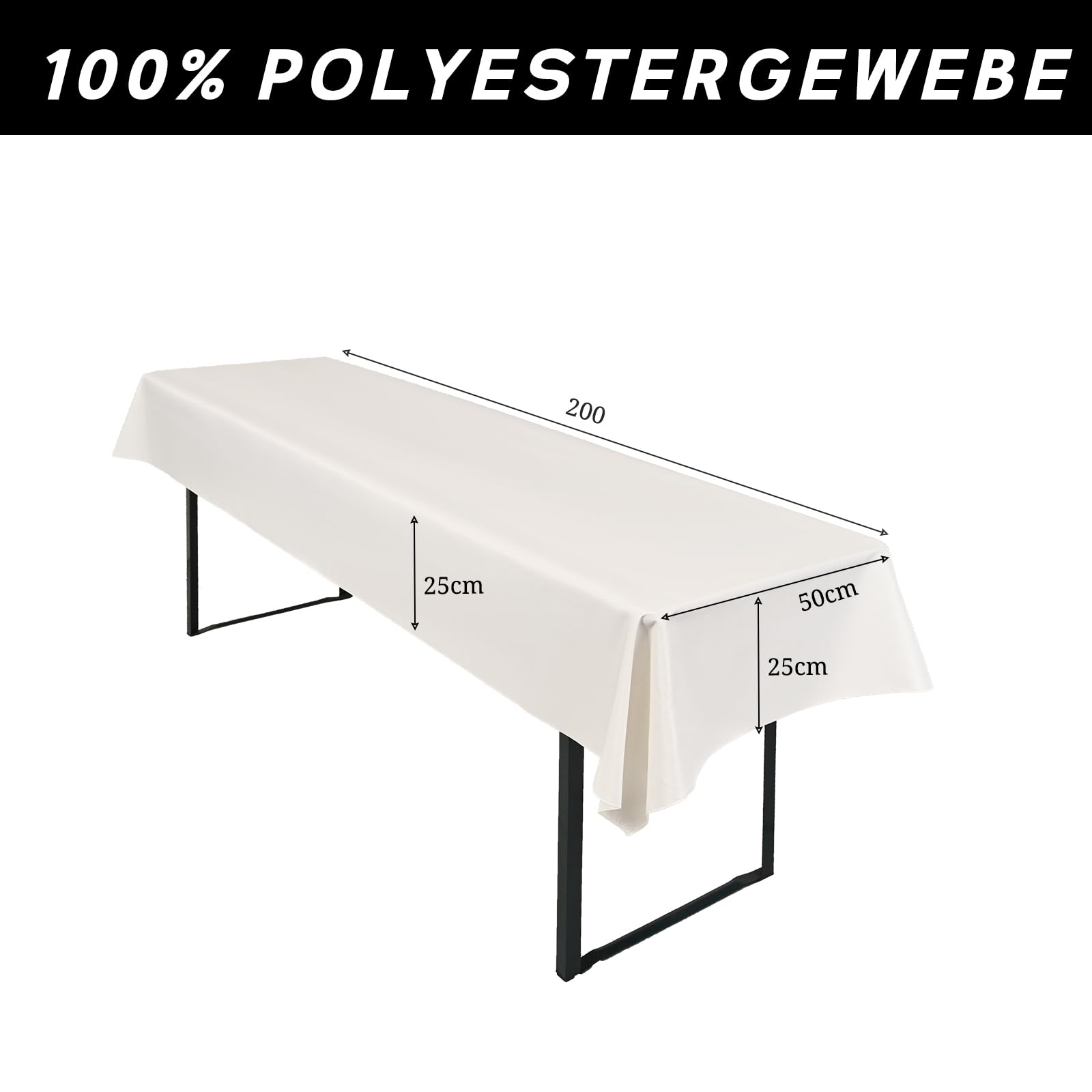 6 manteles de mesa de cerveza de color marfil, resistentes al agua, cepillados, 250 x 100 cm, adecuado para celebraciones familiares, fiestas, banquetes, festivales de tiendas de cerveza y otras