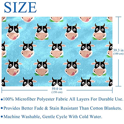 Couverture de vache bleue 150x100 cm douce pour lit - 6