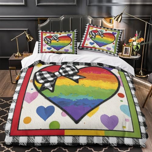 Housse de Couette Arc-en-Ciel 3D Parure Lit Microfibre 140x200
