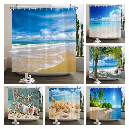 Rideau de salle de bains de mer océan imperméable grand format 180x240cm