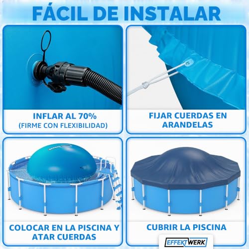 Miniatura 7 de Effektwerk - Cojín De Piscina Para Invierno - Globo De Aire Inflable Gigante De 3m Igualador De Hielo Para Piscinas Elevadas Con Cuerda De 5m, Parches Y Tapa De Válvula