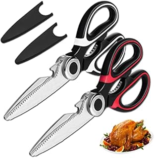 Kitchen Scissors, 2PCS Heavy Duty Kitchen Scissors, Scissor for Kitchen Use,Stainless Steel Scissors for Chicken, Poultry, Fish, Meat, Vegetables, Herbs, BBQ, Bones, Flowers, Nuts
