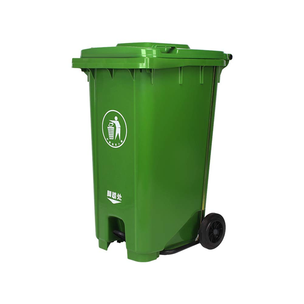 Jywdx Two Wheeled Trash Outdoor Waste Bins Garbage Can Container Wit Attached Lid High Density Polyethylene (HDPE) Heavy-Duty 100L/120L/240L,Green,120L/31.7Gallon