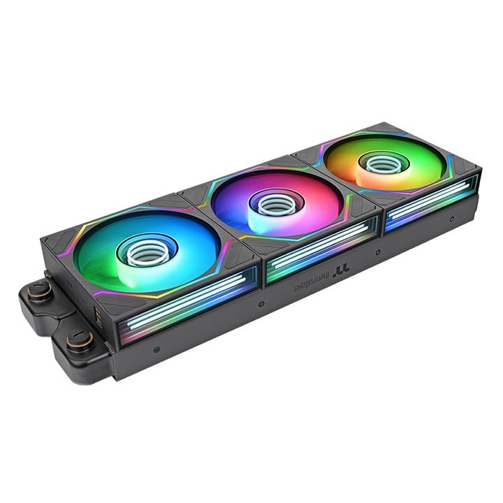 Image of Thermaltake SWAFAN 120 EX INFINITY ARGB; Infinity Mirror Hub & Frame; 120mm x 28mm; 500~2000 RPM; MagForce 2.0; Swappable Blades; 5V 3-Pin Motherboard Sync; Screw Covers; 3-Pack;Black;CL-F245-PL12SW-A