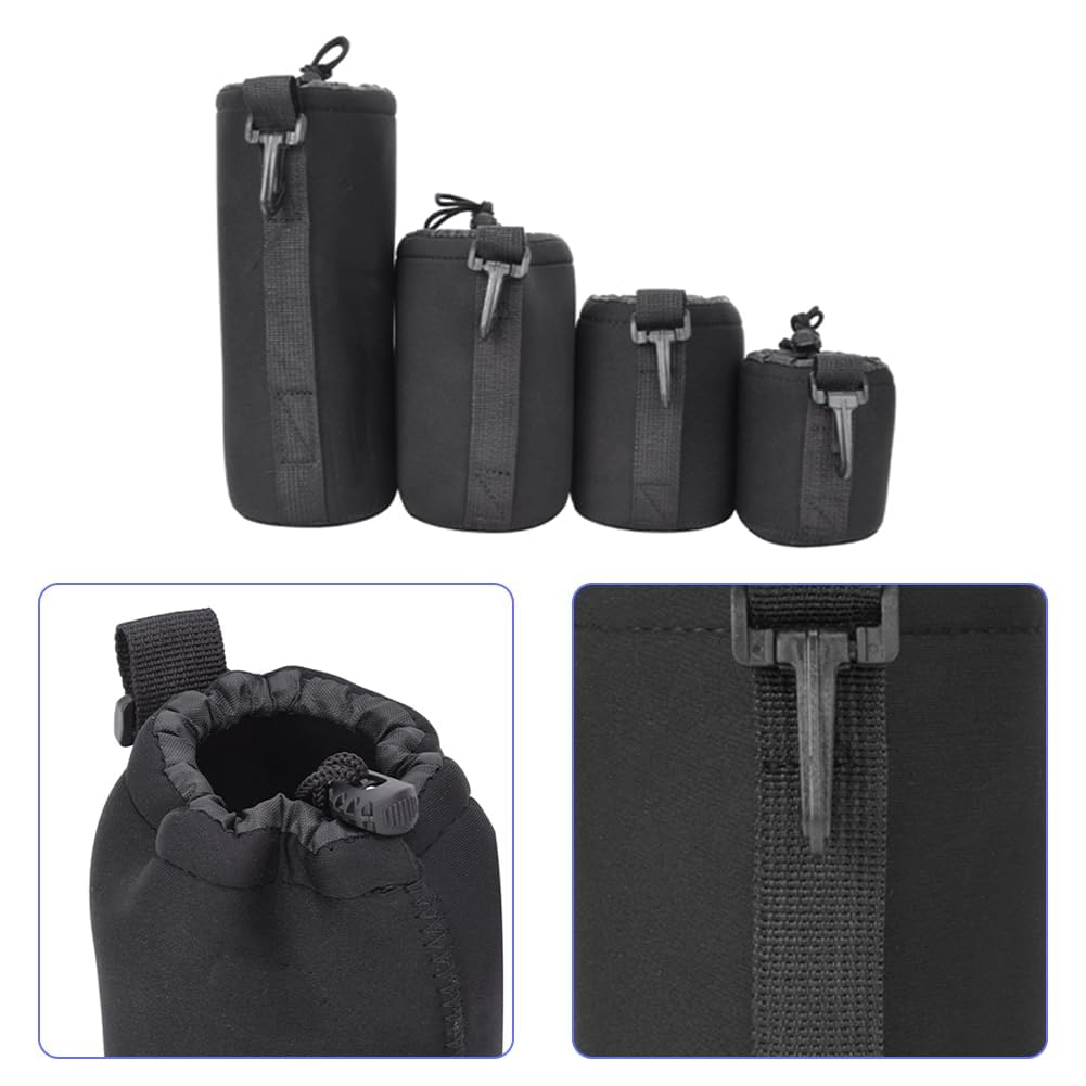 4teiliges Objektivtaschen Set Neopren 4 Größen S M L XL DSLR Kameras | Elastische stoßdämpfende Polsterung dickes Material leicht zu transportieren sichere Aufbewahrung aller Kameraobjektive