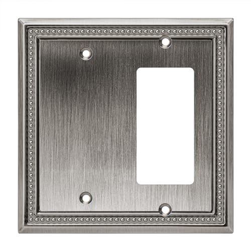 Image of Henne Bery Sunken Pearls Heavy Duty Decorative Wall Plate Switch Plate Outlet Cover (Blank /Decorator, Heirloom Silver)