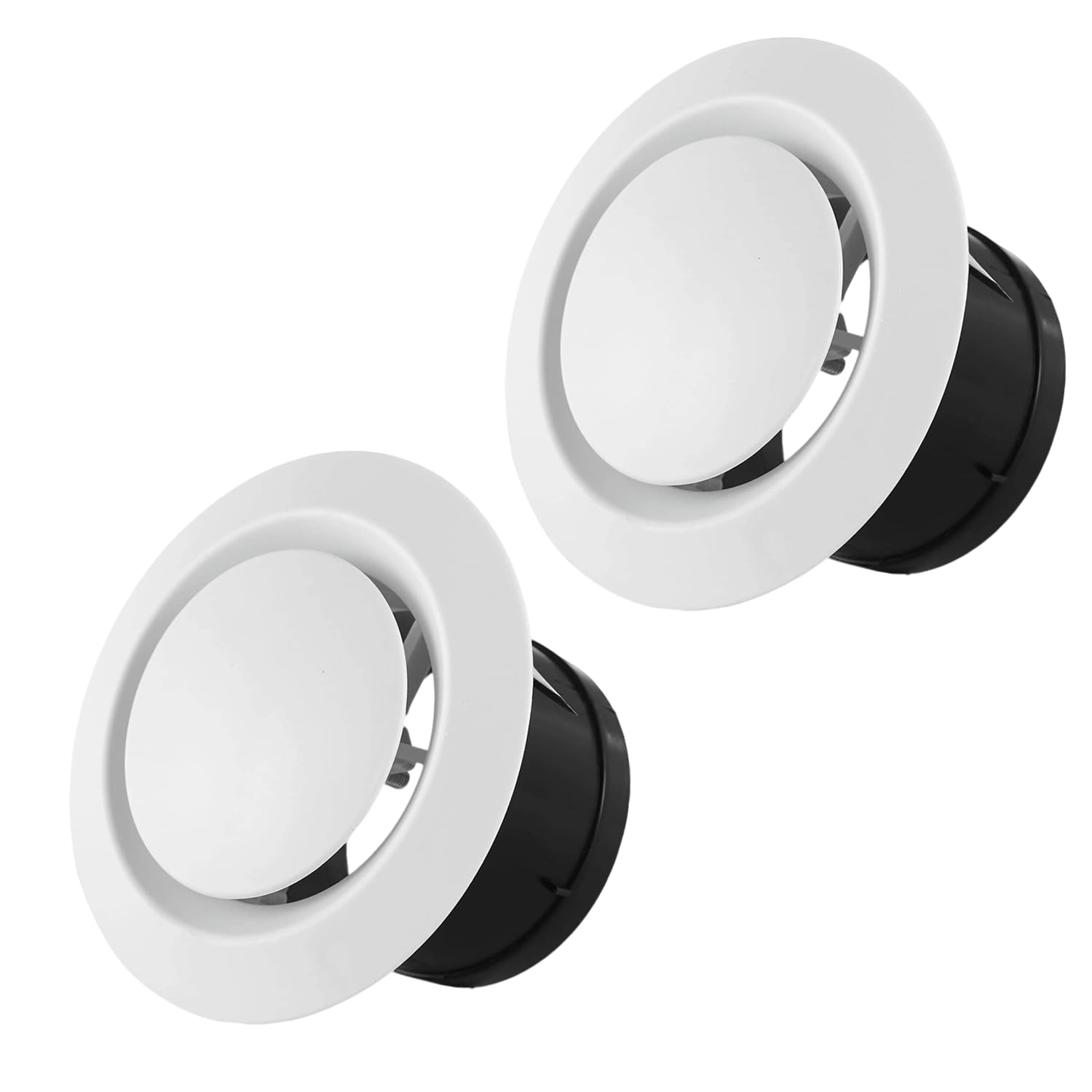 2PCS Round Vent Cover, 4"/100mm Adjustable Air Vent Covers Diffuser for Walls, Extractor Fan Vent Cover, White Sleek for Wall, Extractor Fan Vent Covers in Bathroom, Kitchen, Home