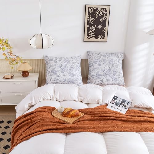 Image of ECOCOTT 2 Pack Pillowcase Euro Size with Vintage Floral Pillow Cases Set, 100% Cotton Queen Pillow Covers Envelope Closure (Euro, 26 inchx26 inch)