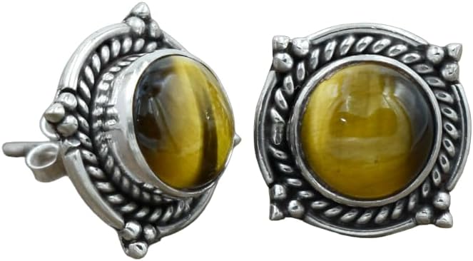 Purple Copper Turquoise Gemstone 925 Sterling Silver Studs Earring For Women And Girls Round Shape Handmade Studs Earring For Graduation, Teacher, Friend Unique Gift Ideas By NKG