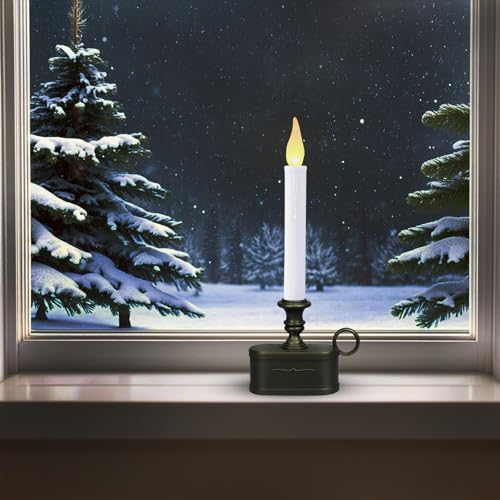 Image of Window Candles Battery Operated with Timer 8 Hours on and 16 Hours of Led Warm White with Flicker Flame (Vintage Base)
