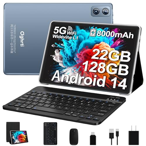 Dghrti 2025 Android 14 Tablet 10 inch, 22G RAM+128G ROM/1TB Expansion, 8000 mAh Battery, Octa-Core,...