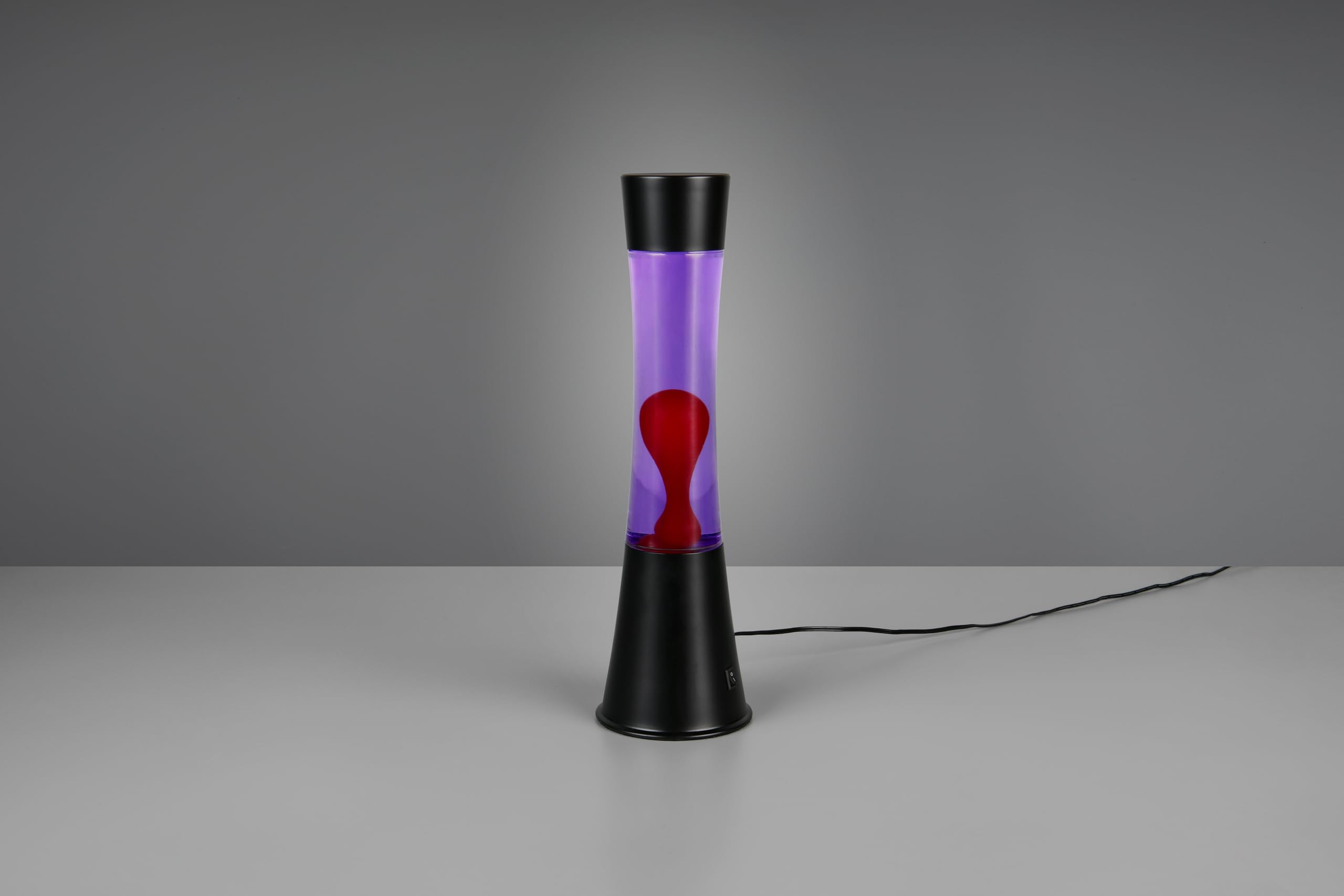 Reality Leuchten Lavalampe Etna R50559192, Metall Schwarz matt, Glas klar, Wachs rot, inkl. 21 Watt LED