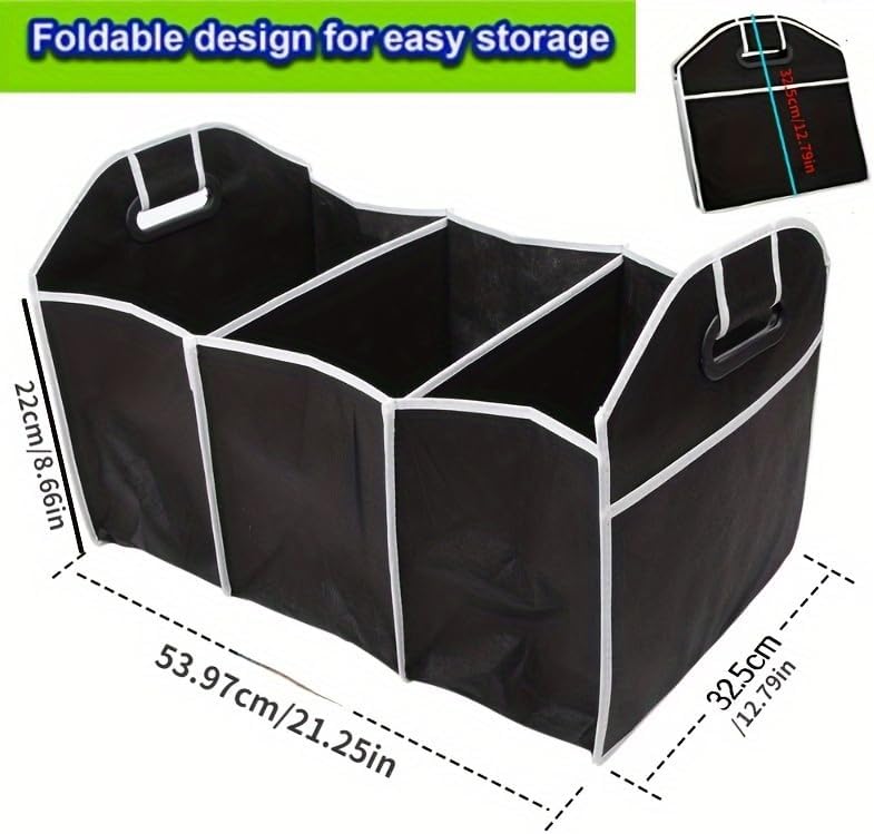 Miniatura 3 de Organizador de almacenamiento plegable para maletero de automóvil con 3 compartimentos, cajas de almacenamiento de coche de gran capacidad, bolsas