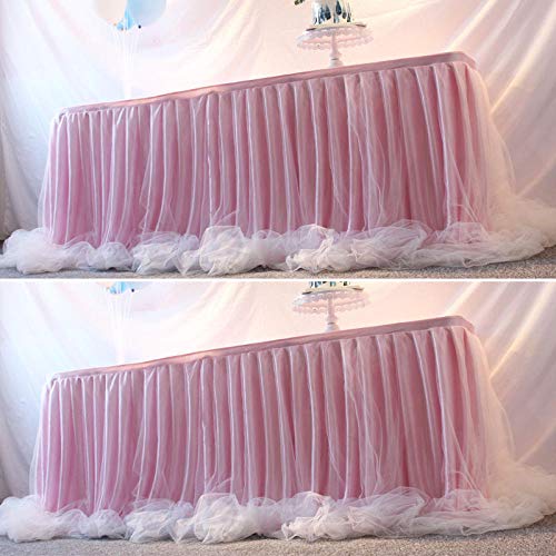 HI SBM Tulle Table Skirt Rectangular,Round tablecloth decoration, dining chair wedding sign in table skirt-M,Table Cover Skirting Decorations