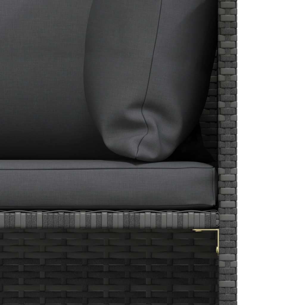 vidaXL Gartenmöbel 5-TLG. mit Auflagen Mittelsofa Ecksofa Fußhocker Sofa Lounge Gartenset Gartensofa Garten Garnitur Sitzgruppe Grau Poly Rattan