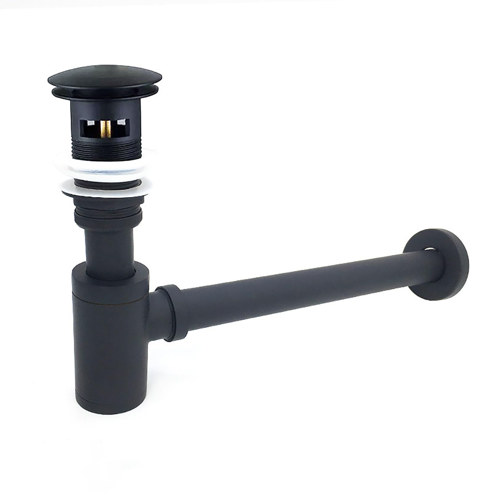Siphon Waschbecken mit Pop Up Ablaufventil,Ablaufventil mit Überlauf,Geruchsverschluss,Höhenverstellbar Messing Abflussrohr Waschbecken,Universal Abflussrohr 1 1/4"