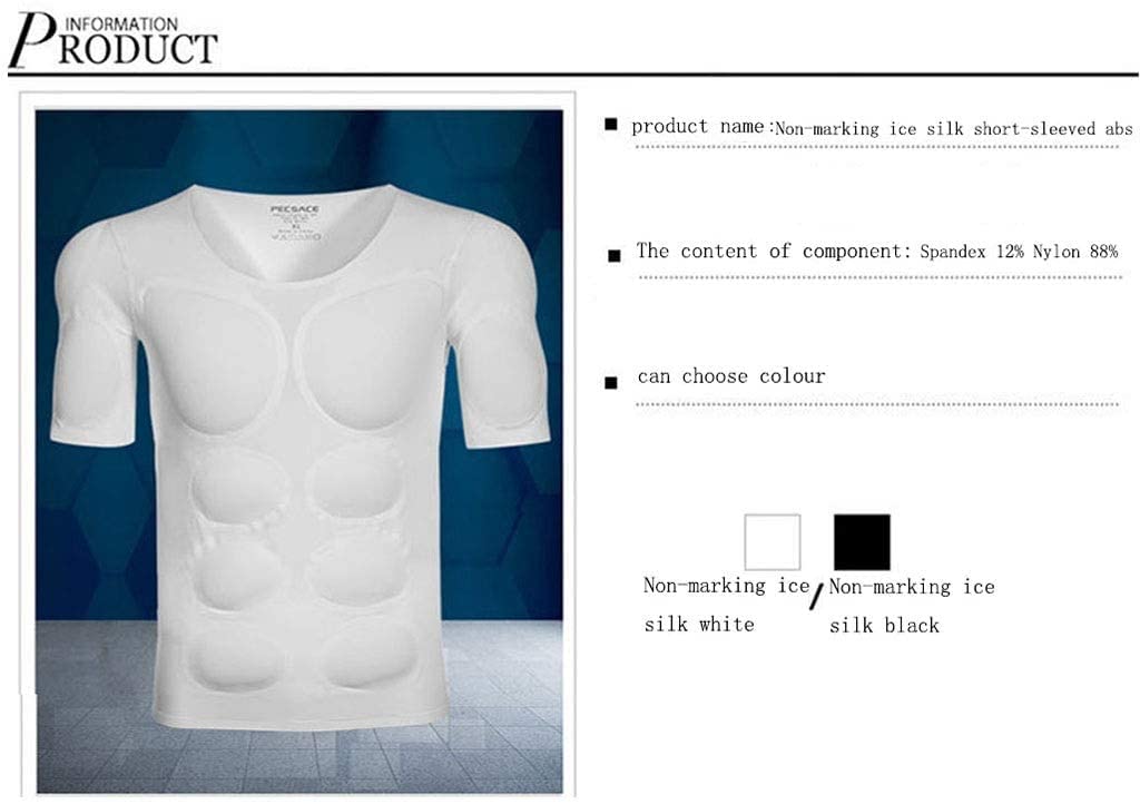 T-Shirt de Compression for Homme, Faux Muscle, Gainant, Poitrine, épaules, rembourré, sous-vêtement, Chemise Amovible