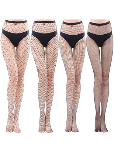 Image of Women's High Waist Tights Fishnet Stockings Pantyhose (US, Alpha, One Size, Regular, Regular, Black)