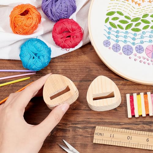 Image of OLYCRAFT 4Pcs Embroidery Hoop Display Stand 2x2x0.7 inch Triangle Wood Embroidery Hoop Easels Embroidery Hoops Wooden Base Embroider Hoops Holder Accessories for Embroider Cross Stitch Stand Decor