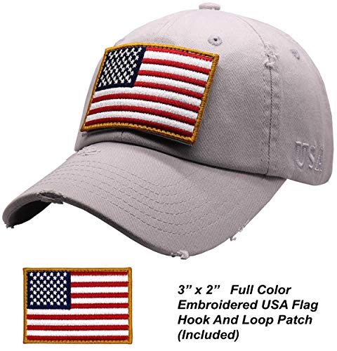 Image of Antourage American Flag Unisex Baseball Hat for Men and Women | USA Flag Mesh Snapback Flat Visor Cap + 2 Patriotic Patches