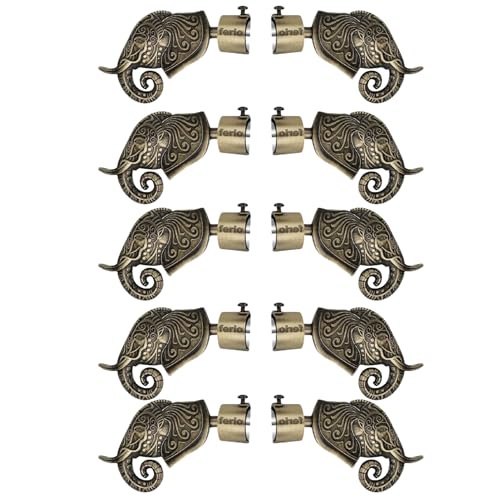 Image of FERIO Aluminium Antique Finish Curtain Brackets for Window and Door Parda Holder /Curtain Holders for Wall 1 Inch Rod Support Fittings Curtain Accessories 5 Set (10 pcs)