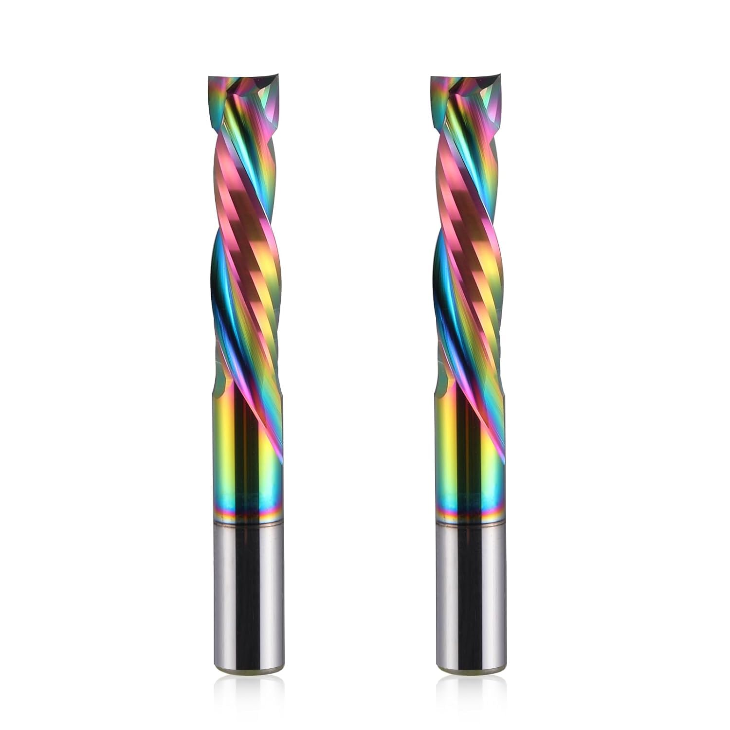 HOZLY Woodwork Milling Cutter,DLC Coating,UP & Down Cut 2 Flutes Spiral Carbide Milling Tool CNC Router Compression Wood End Mill Cutter Bits,6mm Shank,6mm Cutting Dia,25mm CEL Pack of 2