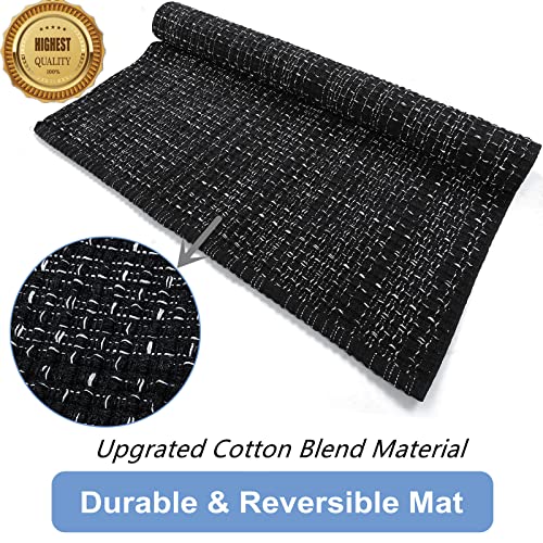 Seavish Black Kitchen Rug, Small Bathroom Rugs, 2'x3' Black and White Striped Rug Throw Rugs Washable Boho Porch Decor Indoor Outdoor Welcome Door Mat for Entryway Front Porch - Image 4