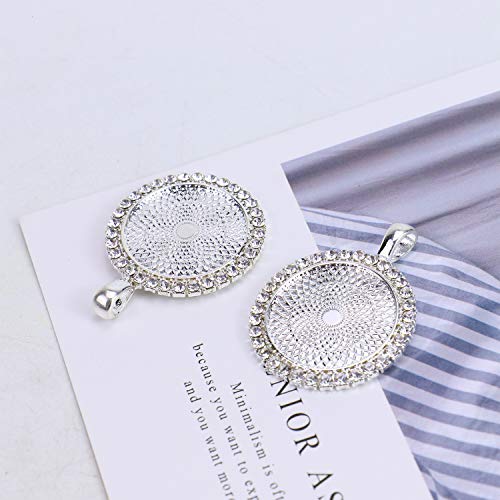 Monrocco 10 pcs Rhinestone Bezel Pendant Trays Cabochon Pendant Setting 1 inch/25mm Pendant Bezels for Photo Pendant Resin Craft Jewelry Making - Thumbnail 3