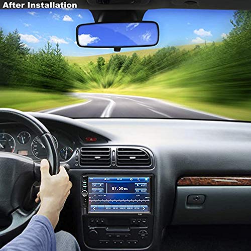 Aigoss Car Stereo Bluetooth 7\" Touch Screen 2 Din Car Radio MP5 Video Digital Player Wireless Remote Control Hands Free Multimedia with Rear View Camera, Support Mirror Link/TF/FM/AUX/USB