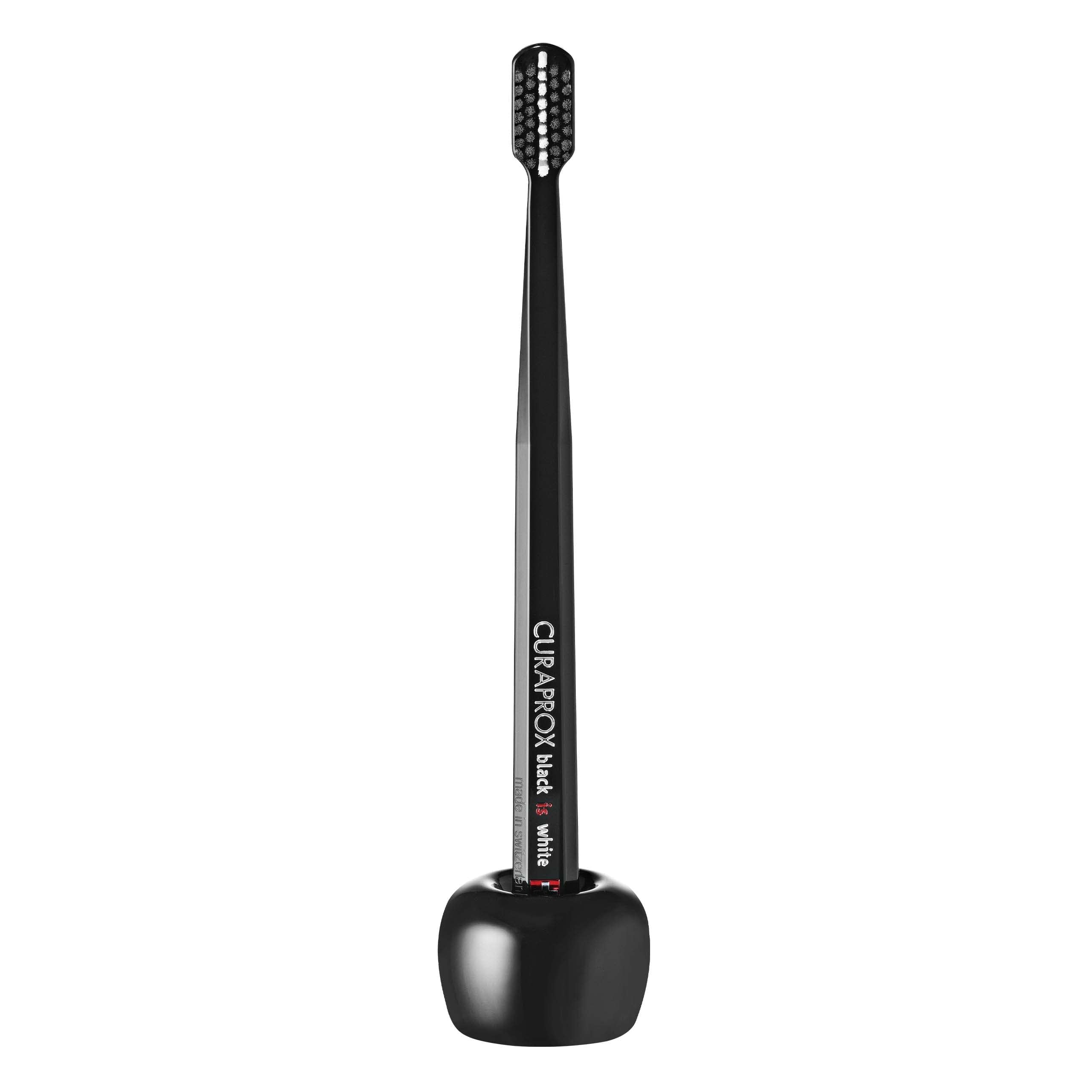 Curaprox Black Toothbrush Holder – Ceramic Stand For Manual Toothbrushes | Single Pack | Designed In Switzerland