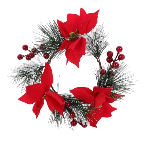 OFFSCH Christmas Candle Wreath Realistic Pine for Door Ornaments Wedding Table Centerpiece Rustic Holiday Decor Xmas Decoration