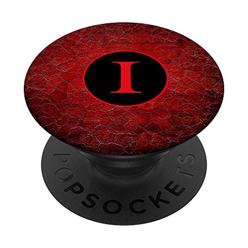 Cell Phone Pop Up Holder,Red Black Monogram Letter I Initial PopSockets Agarre y Soporte para Teléfonos y Tabletas