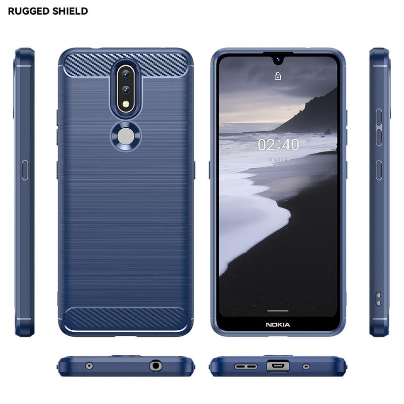 Image of Hybrid Carbon Fiber Back Case for Nokia 2.4 (Blue)