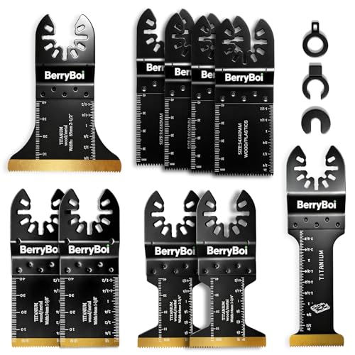 10PC Oscillating Saw Blades and High-Carbon Steel Titanium Oscillating Blades Set Universal Oscillating Blades for Metal and Wood Quick Release Universal Quick-Change System