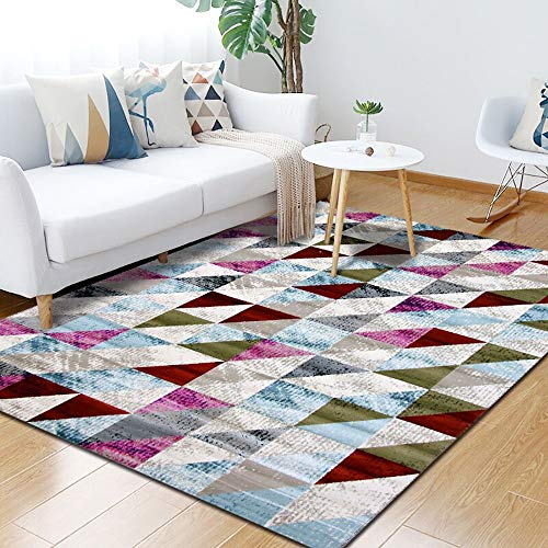 Tapis de chambre rectangulaire lavable à la main motif géométrique