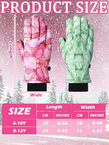 Image of SATINIOR 2 Pairs Kids Waterproof Winter Snow Gloves Ski Gloves for Boy Girl Outdoor Warm Thickening Snowboard