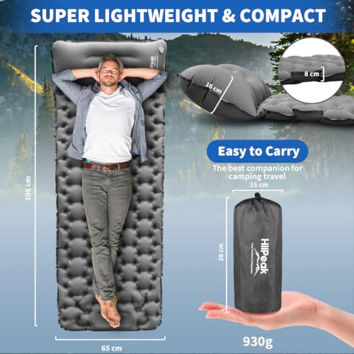 Image of HiiPeak Sleeping Pad for Camping- Ultralight Inflatable Sleeping Mat with Built-in Foot Pump & Pillow, Upgraded Compact Camping Air Mattress for Camping, Backpacking, Hiking