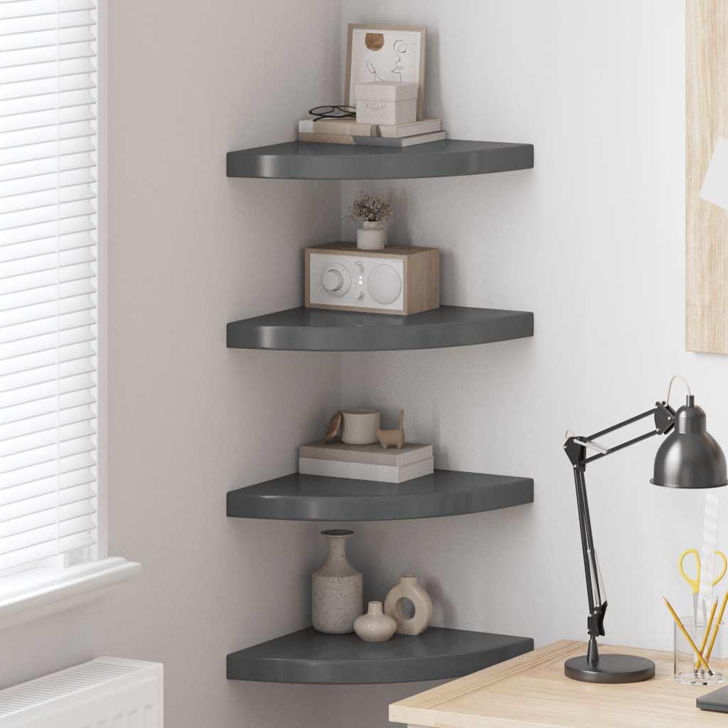 Étagère murale d'angle grise pour sublimer votre salon moderne