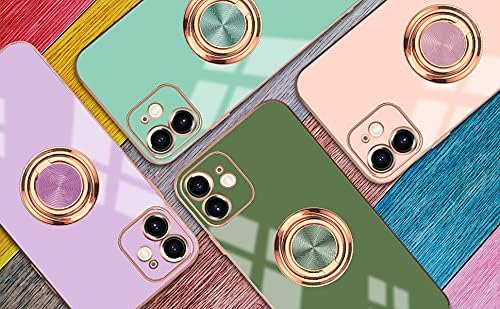 Omorro Compatible with Rose Gold iPhone 13 Case for Women Girls Kickstand Ring Holder 360 TPU Rotation Case with Stand Glitter Plating Edge Work with Magnetic Mount Slim Luxury Girly Cover Case Pink - Image 6