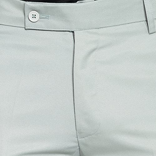 Image of The PS Men's Formal Regular Fit Cotton Blend Black, Dark Grey Combo Trouser (Pack of 2)