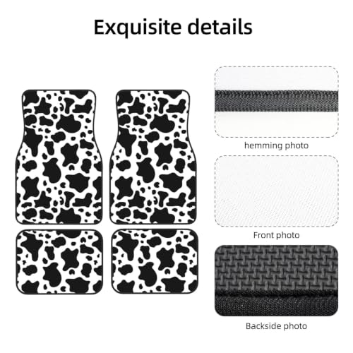 Alfombrillas para coche de neopreno con diseño de vaca blanca y negra juego de 4 piezas 3