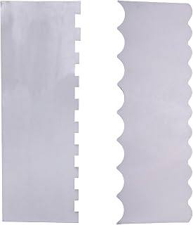 Stainless Steel Cake Decorating Scraper Set - 2 Pcs, Smooth Frosting Tools, Includes Straight and Wavy Patterns, Ideal for Cakes and Icing Decoration