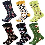 Divertidos calcetines coloridos para hombre, calcetines de algodón de estampados alegres con diseño innovador, estilo informal, 6 pares