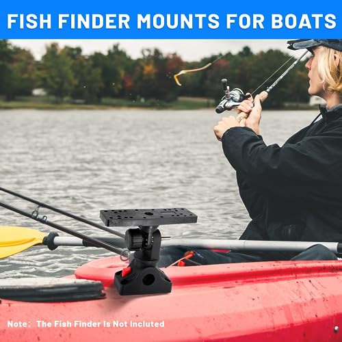 Image of Fish Finder Mounts for Boat, 360 Adjustable Fish Finder Mounting Brackets, Depth Finders Mount, Universal Marine Electronics Mounting Plate for Boat, Canoe, Kayak
