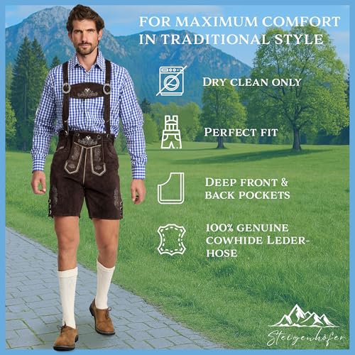 STEIGENHÖFER Lederhosen Men - Authentic German Bavarian Shorts - Real Leather Oktoberfest Costume - Trachten Outfit2