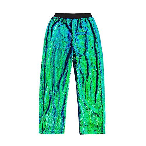 Unisex Kids Glitter Sequins Pants Jazz Dance Trousers Girls Boys Hip Hop Street Dancewear