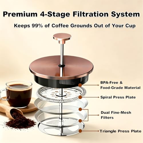 Image of QUQIYSO French Press 51oz,Large French Press Thickened Glass Coffee Press