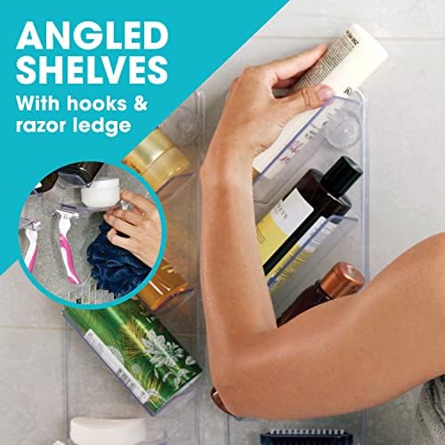 ShowerGem Shower Caddy- As seen on TikTok & Tv, Made for Tiles, Plastic & Acrylic, No Drilling, No Suction Cups, No Screws, Easy-Clean & Removable, Rust Proof, Bath Tidy & Shelf Organiser/Rack