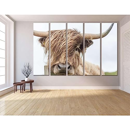 Toile Highland Cow 150x100cm ZELLART pour grand salon scandinave